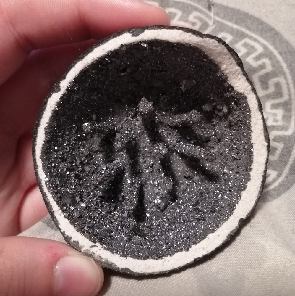 Authentic Black Aura Druzy Half Geode